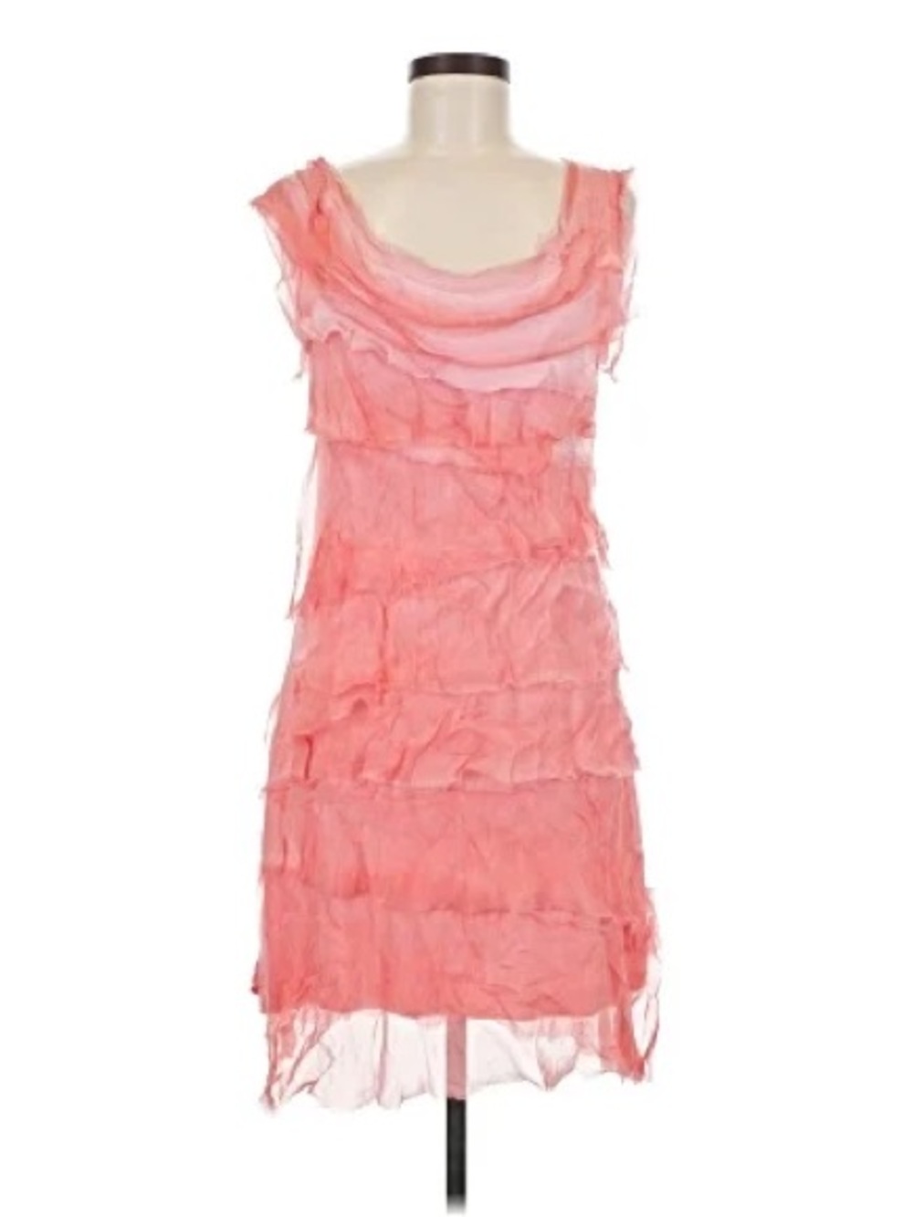 Pink Layered Silk Vintage Sleeveless Dress